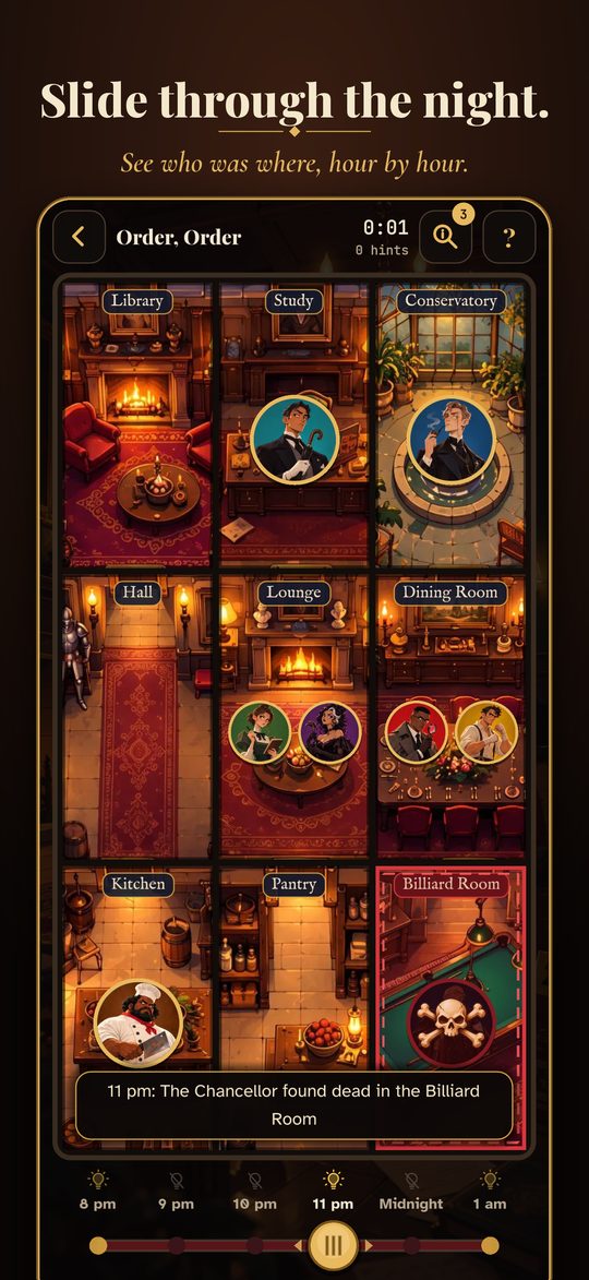 The manor map, hour by hour